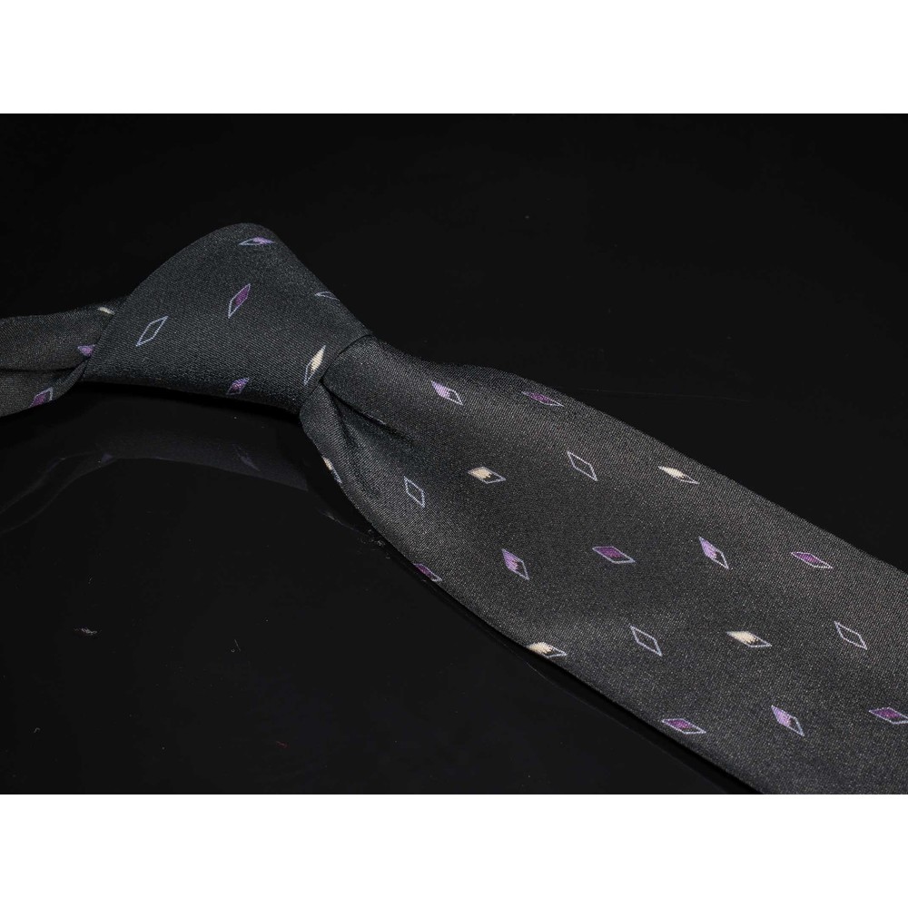 Vintage Vitaliano Pancaldi Silk Tie Black Purple Foulard Mens Luxury Necktie